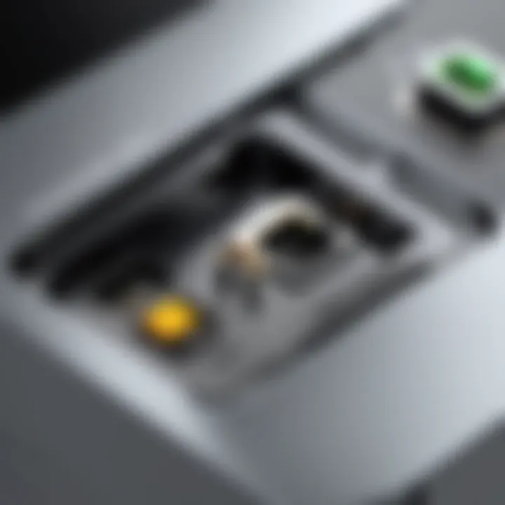 Close-up of charging ports compatible with various cameras