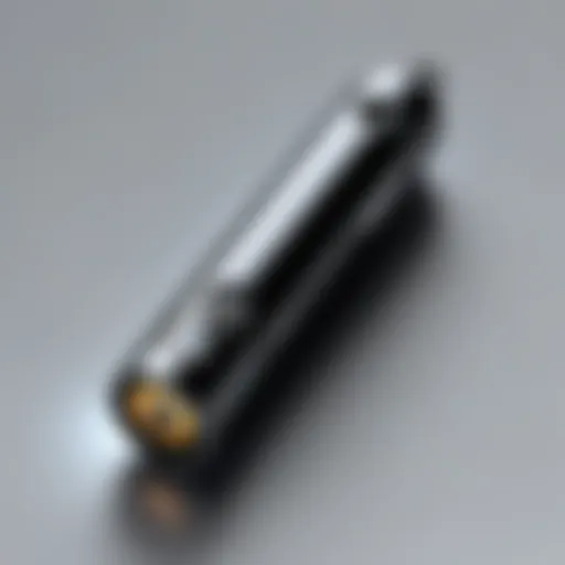 Close-up of a sleek penlight keychain showcasing its compact design.