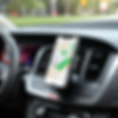 Usability of Verizon Wireless Car Charger in Vehicle Verizon Wireless Car Charger connected in a vehicle demonstrating usability