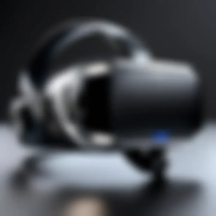 Close-up of a VR headset showcasing its features