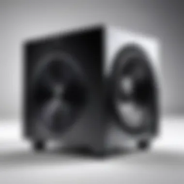 Vizio Bluetooth Subwoofer with sound waves illustrating audio performance