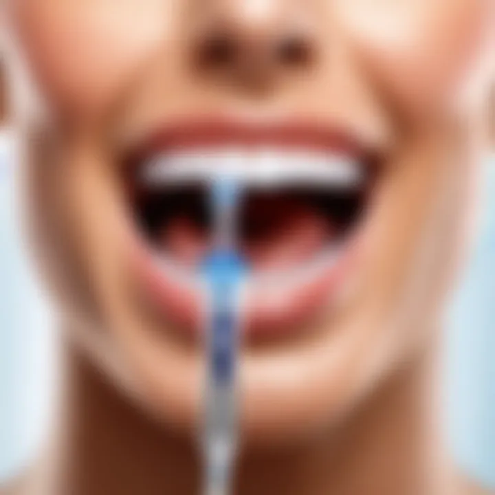 User demonstrating the Waterpik device for effective oral hygiene routine
