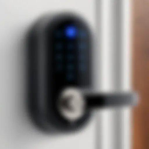 Close-up view of the Yale Bluetooth Door Lock showcasing its sleek design and technology.